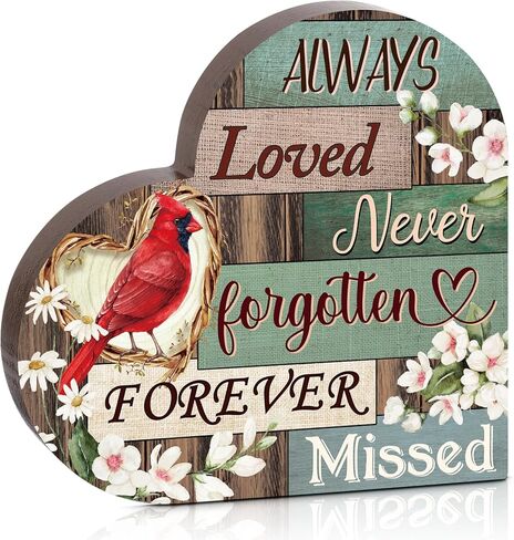 Sympathy Gift Cardinal Memorial Heart Present for Loss of Loved One Wooden Remembrance Bereavement Gift Condolence Sign of Father Mother Son Brother Decor, 6 x 6.3 x 0.7 Inch in Saudi Arabia