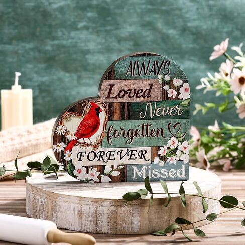 Sympathy Gift Cardinal Memorial Heart Present for Loss of Loved One Wooden Remembrance Bereavement Gift Condolence Sign of Father Mother Son Brother Decor, 6 x 6.3 x 0.7 Inch in Saudi Arabia