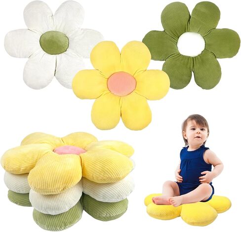 CIEOVO 4 Pcs Flower Plush Throw Pillows, 16 Inch Cute Flower Floor Pillow Daisy Shaped Floor Cushions Aesthetic Flower Seat Cushion Flower Chair Pads for Home Kids Seating Bed Bedroom Sofa Decor in Saudi Arabia