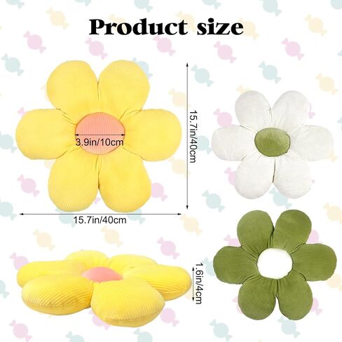 CIEOVO 4 Pcs Flower Plush Throw Pillows, 16 Inch Cute Flower Floor Pillow Daisy Shaped Floor Cushions Aesthetic Flower Seat Cushion Flower Chair Pads for Home Kids Seating Bed Bedroom Sofa Decor in Saudi Arabia