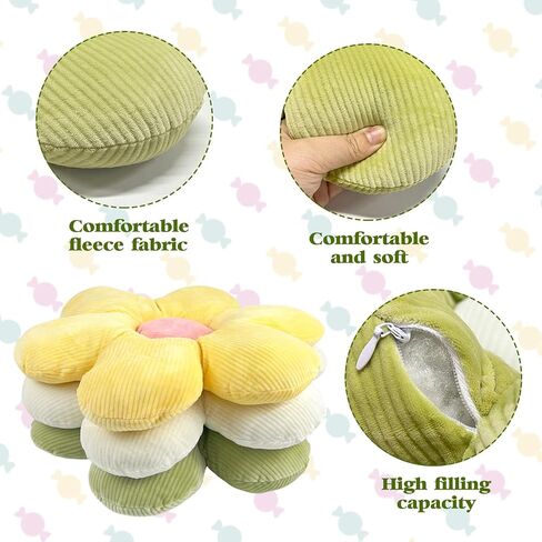 CIEOVO 4 Pcs Flower Plush Throw Pillows, 16 Inch Cute Flower Floor Pillow Daisy Shaped Floor Cushions Aesthetic Flower Seat Cushion Flower Chair Pads for Home Kids Seating Bed Bedroom Sofa Decor in Saudi Arabia
