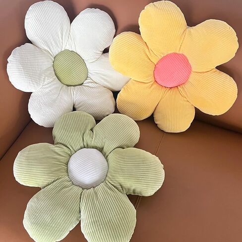 CIEOVO 4 Pcs Flower Plush Throw Pillows, 16 Inch Cute Flower Floor Pillow Daisy Shaped Floor Cushions Aesthetic Flower Seat Cushion Flower Chair Pads for Home Kids Seating Bed Bedroom Sofa Decor in Saudi Arabia