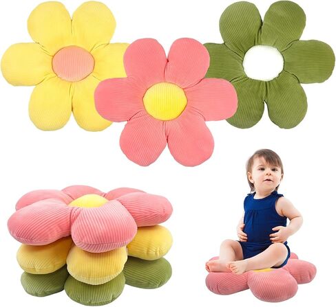 CIEOVO 4 Pcs Flower Plush Throw Pillows, 16 Inch Cute Flower Floor Pillow Daisy Shaped Floor Cushions Aesthetic Flower Seat Cushion Flower Chair Pads for Home Kids Seating Bed Bedroom Sofa Decor in Saudi Arabia