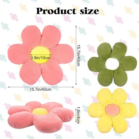 CIEOVO 4 Pcs Flower Plush Throw Pillows, 16 Inch Cute Flower Floor Pillow Daisy Shaped Floor Cushions Aesthetic Flower Seat Cushion Flower Chair Pads for Home Kids Seating Bed Bedroom Sofa Decor in Saudi Arabia