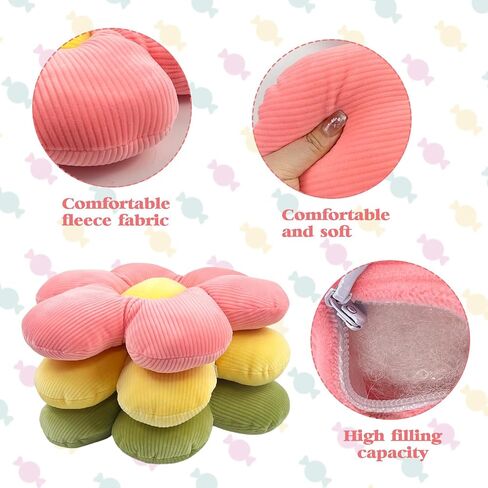 CIEOVO 4 Pcs Flower Plush Throw Pillows, 16 Inch Cute Flower Floor Pillow Daisy Shaped Floor Cushions Aesthetic Flower Seat Cushion Flower Chair Pads for Home Kids Seating Bed Bedroom Sofa Decor in Saudi Arabia