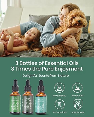 VTS Essential Oils - Lavender & Sweet Orange & Tea Tree, Premium Grade Essential Oils Set with Dropper for Diffusers, Humidifiers, Aromatherapy, Massage, Skin & Hair Care, 1 Fl Oz (Pack of 3) in Saudi Arabia