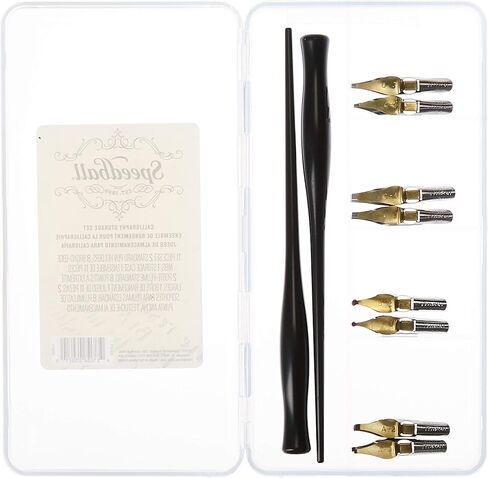Speedball 003071 Calligraphy Storage Set - Pen Holder and Pen Nibs Set - 10 Piece Set in Saudi Arabia