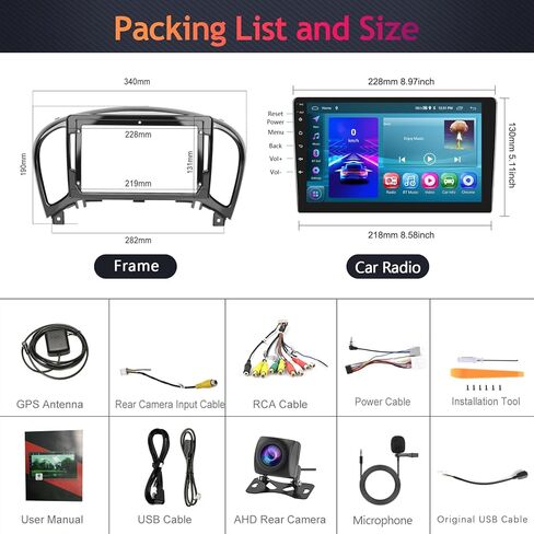 9" 2G+64G Car Radio for Nissan Infiniti ESQ/Nissan Juke 2011-2019 with Wireless Car Play Android Auto, HD IPS Touch Screen Bluetooth Stereo Audio Receivers with GPS WiFi FM/RDS Radio Backup Camera in Saudi Arabia