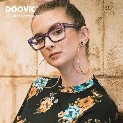 نظارات قراءة عصرية من DOOViC للنساء، تصميم أنيق، قارئات تحجب الضوء الأزرق بقوة 1.75 in Kuwait