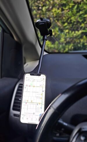 Magnetic Car Truck Phone Holder Mount Gooseneck 14-Inch Long Flexible Arm for Windshield Dashboard Mobile Holders 360-Degree Rotation, Strength Suction Cup, Anti-Shake Stabilizer Compatible All Phones in Saudi Arabia