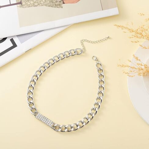 قلادة فضية بسلسلة مكتنزة وقلادة من حجر الراين الشرير مجوهرات للنساء in Kuwait