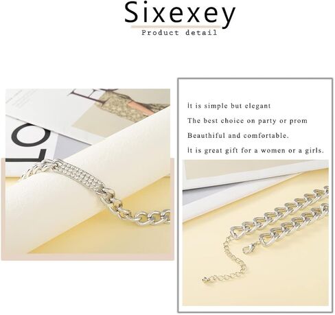 قلادة فضية بسلسلة مكتنزة وقلادة من حجر الراين الشرير مجوهرات للنساء in Kuwait