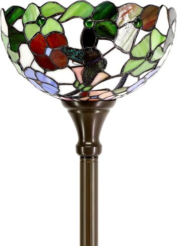 Tiffany Floor Lamp Torchiere Stained Glass Torch Lamp 12X12X67 Inch Antique Standing Corner Light (Butterfly Flowers) in Saudi Arabia