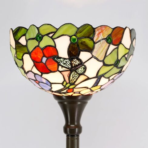 Tiffany Floor Lamp Torchiere Stained Glass Torch Lamp 12X12X67 Inch Antique Standing Corner Light (Butterfly Flowers) in Saudi Arabia