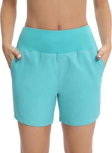 HMILES Women's 5.5" Swim Board Shorts UPF 50+ High Waisted Quick Dry Waterproof Bottoms Trunks with Pockets Liner S-3XL in Saudi Arabia