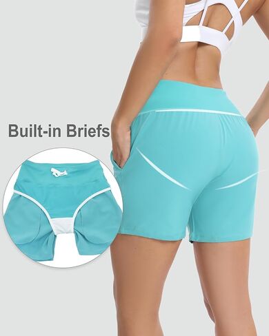 HMILES Women's 5.5" Swim Board Shorts UPF 50+ High Waisted Quick Dry Waterproof Bottoms Trunks with Pockets Liner S-3XL in Saudi Arabia