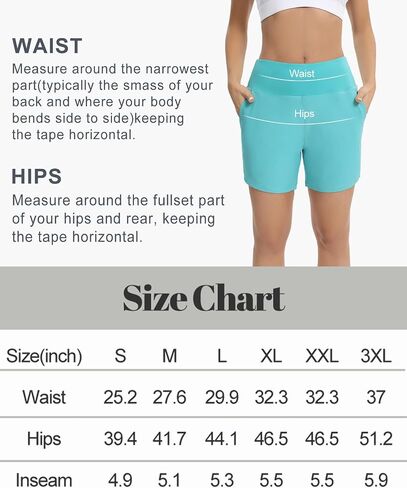HMILES Women's 5.5" Swim Board Shorts UPF 50+ High Waisted Quick Dry Waterproof Bottoms Trunks with Pockets Liner S-3XL in Saudi Arabia