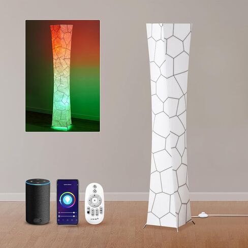 chiphy Floor Lamp for Living Room, 52"(M) Standing Lamp, RGB Color Changing LED Bulbs, Adjustable Brightness Color Temperature, Red Fabric Lampshade, for Bedroom Kids Room Play Room in Saudi Arabia