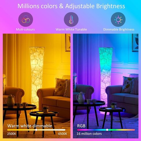 chiphy Floor Lamp for Living Room, 52"(M) Standing Lamp, RGB Color Changing LED Bulbs, Adjustable Brightness Color Temperature, Red Fabric Lampshade, for Bedroom Kids Room Play Room in Saudi Arabia