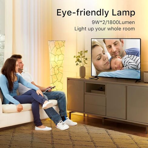 chiphy Floor Lamp for Living Room, 52"(M) Standing Lamp, RGB Color Changing LED Bulbs, Adjustable Brightness Color Temperature, Red Fabric Lampshade, for Bedroom Kids Room Play Room in Saudi Arabia