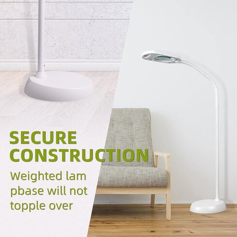 UMPOOL 2 in 1 Magnifying Floor Lamp 5X & Bright LED Floor Lamp Hand Free with Adjustable Gooseneck - Magnifier Daylight Work Light for Reading, Repair, Crafts, Sewing etc.(White) in Saudi Arabia
