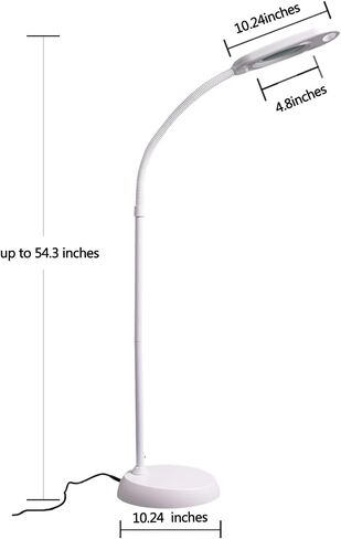 UMPOOL 2 in 1 Magnifying Floor Lamp 5X & Bright LED Floor Lamp Hand Free with Adjustable Gooseneck - Magnifier Daylight Work Light for Reading, Repair, Crafts, Sewing etc.(White) in Saudi Arabia