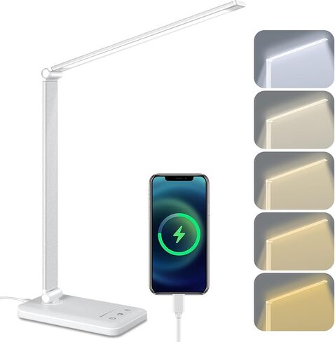 مصباح مكتب LED من Linkstyle، ضوء طاولة مع منفذ شحن USB، قابل للطي 5 أوضاع 10 مستويات سطوع للتحكم باللمس، ضوء مكتبي، مؤقت تلقائي للعناية بالعين، مصابيح قراءة الكتب للمكتب المنزلي in Saudi Arabia