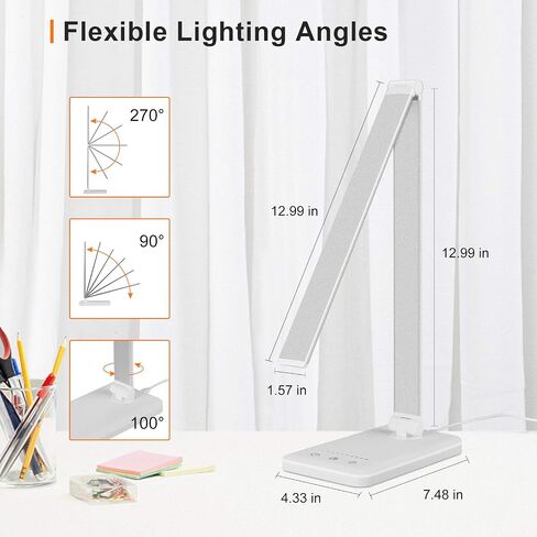 مصباح مكتب LED من Linkstyle، ضوء طاولة مع منفذ شحن USB، قابل للطي 5 أوضاع 10 مستويات سطوع للتحكم باللمس، ضوء مكتبي، مؤقت تلقائي للعناية بالعين، مصابيح قراءة الكتب للمكتب المنزلي in Saudi Arabia