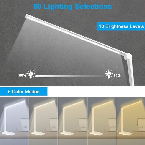 مصباح مكتب LED من Linkstyle، ضوء طاولة مع منفذ شحن USB، قابل للطي 5 أوضاع 10 مستويات سطوع للتحكم باللمس، ضوء مكتبي، مؤقت تلقائي للعناية بالعين، مصابيح قراءة الكتب للمكتب المنزلي in Saudi Arabia