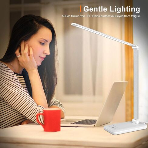 مصباح مكتب LED من Linkstyle، ضوء طاولة مع منفذ شحن USB، قابل للطي 5 أوضاع 10 مستويات سطوع للتحكم باللمس، ضوء مكتبي، مؤقت تلقائي للعناية بالعين، مصابيح قراءة الكتب للمكتب المنزلي in Saudi Arabia