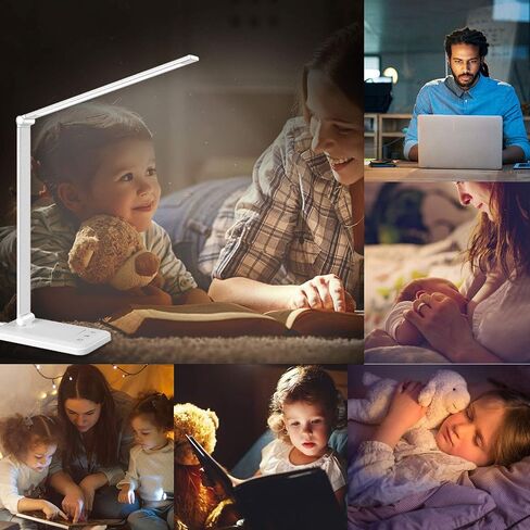 مصباح مكتب LED من Linkstyle، ضوء طاولة مع منفذ شحن USB، قابل للطي 5 أوضاع 10 مستويات سطوع للتحكم باللمس، ضوء مكتبي، مؤقت تلقائي للعناية بالعين، مصابيح قراءة الكتب للمكتب المنزلي in Saudi Arabia