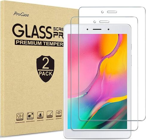 [2 Pack] ProCase Galaxy Tab A 8.0 2019 Screen Protector T290 T295, Tempered Glass Screen Film Guard for 8.0 inch Galaxy Tab A 2019 without S Pen Model SM-T290 (Wi-Fi) SM-T295 (LTE) in Saudi Arabia