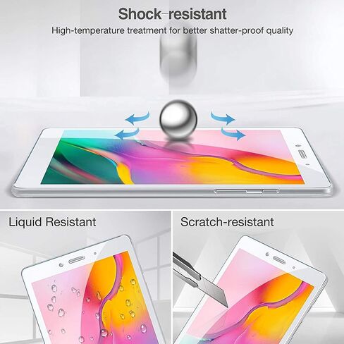 [2 Pack] ProCase Galaxy Tab A 8.0 2019 Screen Protector T290 T295, Tempered Glass Screen Film Guard for 8.0 inch Galaxy Tab A 2019 without S Pen Model SM-T290 (Wi-Fi) SM-T295 (LTE) in Saudi Arabia