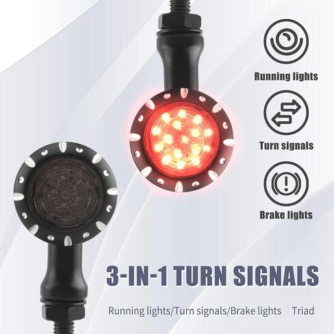 PowerMotor LED Turn Signals Universal Motorcycle Blinker Light Bullet Brake Compatible for Sportster XL 1200 883 Honda HarleyYamaha Suzuki Kawasaki-Silvery in Kuwait