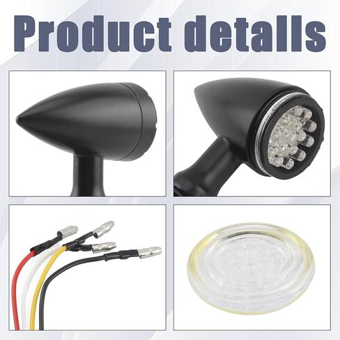 PowerMotor LED Turn Signals Universal Motorcycle Blinker Light Bullet Brake Compatible for Sportster XL 1200 883 Honda HarleyYamaha Suzuki Kawasaki-Silvery in Kuwait