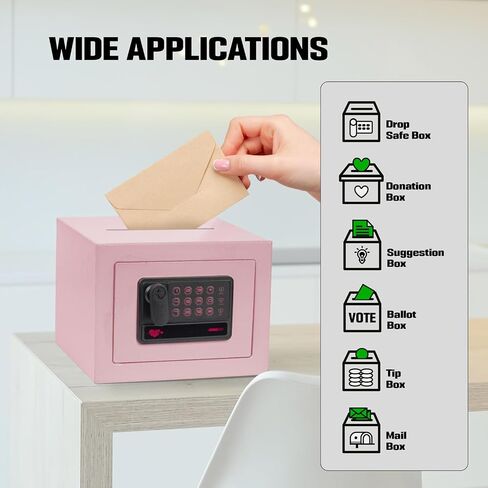Deposit Safes Drop Small Safe Box Electronic Money Cash Safe with Digital Keypad & Keys，Mini Security Lock Safe Boxes for Coin Home Office Hotel Rooms Business Jewelry Gun (Black) in Saudi Arabia