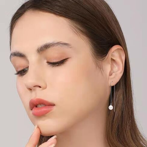 Mermaid Thread Earrings for Women Sterling Silver Tassel Pull Through Threaded Earrings Jewelry for Women Girls in Kuwait