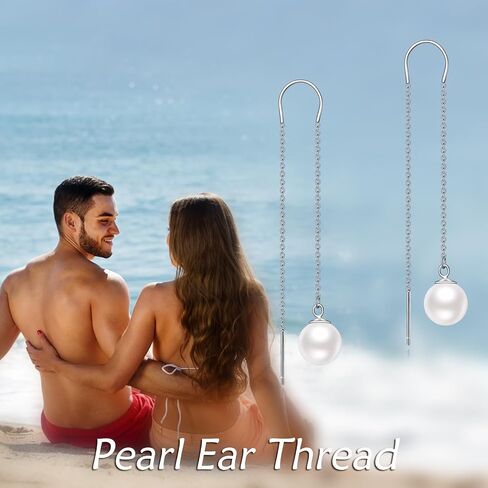 Mermaid Thread Earrings for Women Sterling Silver Tassel Pull Through Threaded Earrings Jewelry for Women Girls in Kuwait
