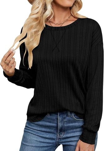 سترة نسائية TFSDOD بأكمام طويلة وسترات أنيقة كاجوال برقبة دائرية وسترات كبيرة الحجم in Kuwait