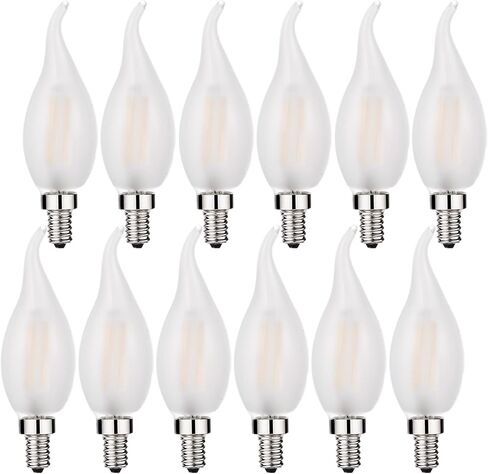 Dimmable T6 LED Bulbs 25W Candelabra Bulbs 3000K Soft White, Clear Vintage 2W E12 LED Filament Edison Chandelier Light Bulbs with Decorative, 12 Pack in Saudi Arabia