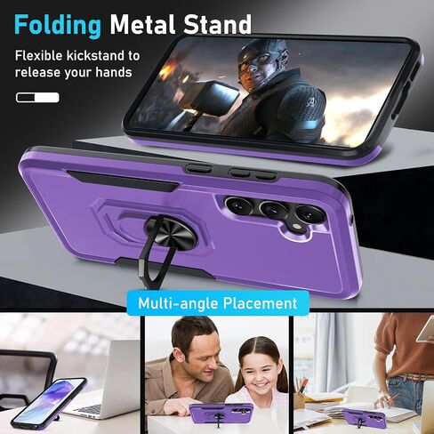 Janmitta Compatible with Samsung Galaxy A36 5G Case with Screen Protector+Camera Lens Protector,Heavy Duty Full Body Phone Cover Built in Ring Holder Kickstand,2025 Black Matte in Saudi Arabia
