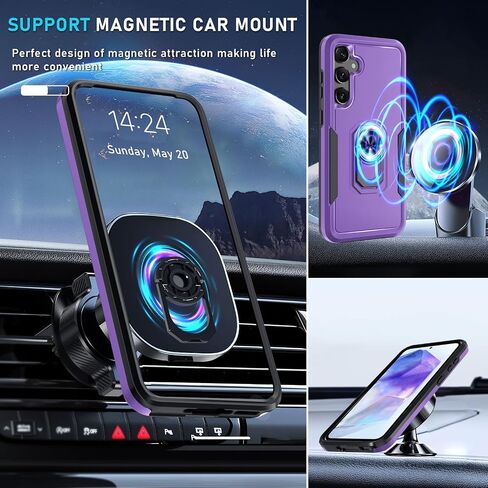 Janmitta Compatible with Samsung Galaxy A36 5G Case with Screen Protector+Camera Lens Protector,Heavy Duty Full Body Phone Cover Built in Ring Holder Kickstand,2025 Black Matte in Saudi Arabia