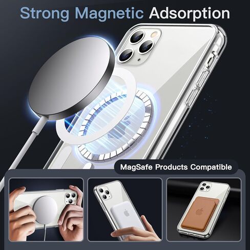 حافظة JETech المغناطيسية لهاتف iPhone 11 Pro مقاس 5.8 بوصة متوافقة مع الشحن اللاسلكي MagSafe، غطاء ممتص الصدمات للهاتف مقاوم للصدمات، ظهر شفاف مضاد للخدش (شفاف) in Saudi Arabia