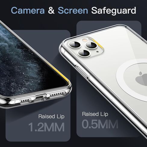 حافظة JETech المغناطيسية لهاتف iPhone 11 Pro مقاس 5.8 بوصة متوافقة مع الشحن اللاسلكي MagSafe، غطاء ممتص الصدمات للهاتف مقاوم للصدمات، ظهر شفاف مضاد للخدش (شفاف) in Saudi Arabia