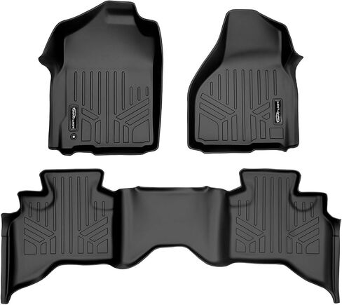 SMARTLINER Custom Fit Floor Mats 2 Row Liner Set Black for 2009-2012 Dodge Ram 1500 Quad Cab (2 Smaller Rear Doors) in Saudi Arabia