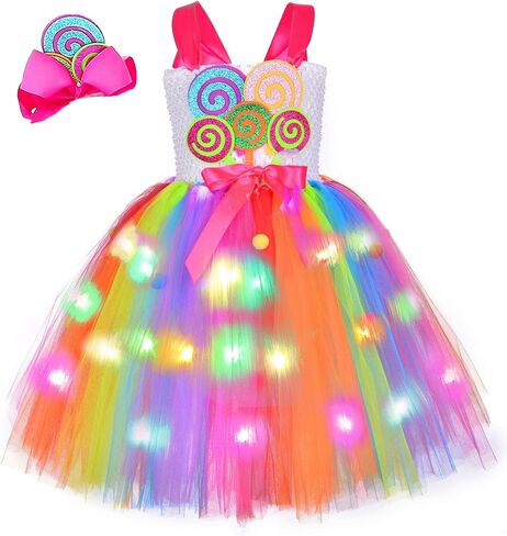 Tutu Dreams Rainbow Candy Tutu Dress for Girls 1-14Y with Headband Birthday Halloween Carnival Party in Kuwait