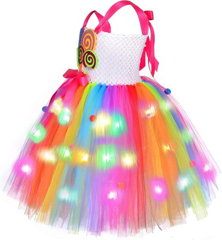 Tutu Dreams Rainbow Candy Tutu Dress for Girls 1-14Y with Headband Birthday Halloween Carnival Party in Kuwait