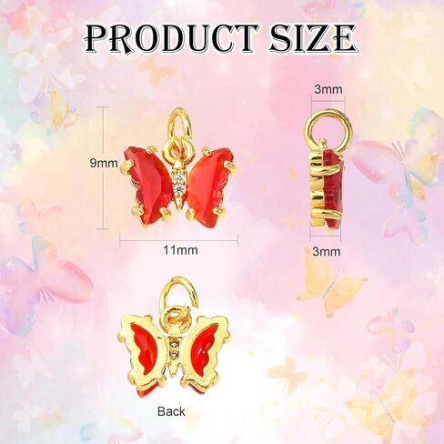 DanLingJewelry 5pcs Random Color Transparent Faceted Glass Butterfly Charms Micro Pave Cubic Zirconia Insect Pendants for DIY Supplies in Kuwait