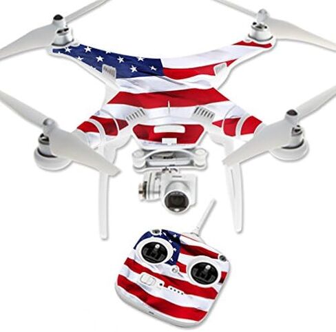 غلاف MightySkins متوافق مع DJI Phantom 3 Standard Quadcopter Drone غطاء تغليف ملصق جلود العلم الأمريكي in Saudi Arabia
