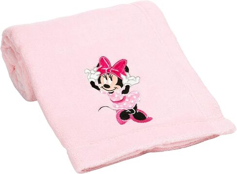 بطانية أطفال من الصوف الناعم باللون الوردي من Lambs & Ivy Disney Baby Minnie Mouse Love in Kuwait